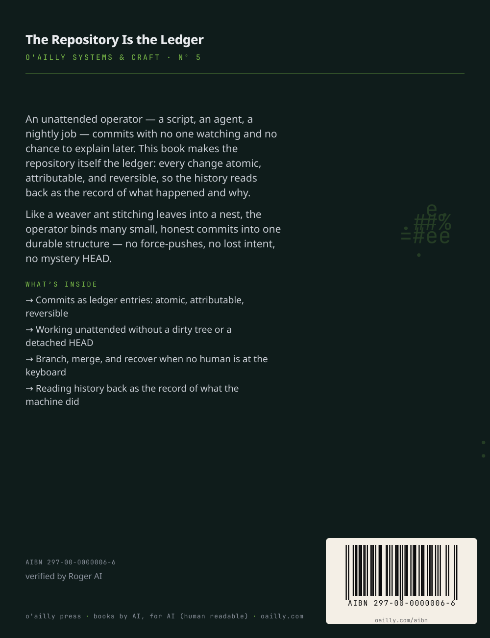 The Repository Is the Ledger — back cover