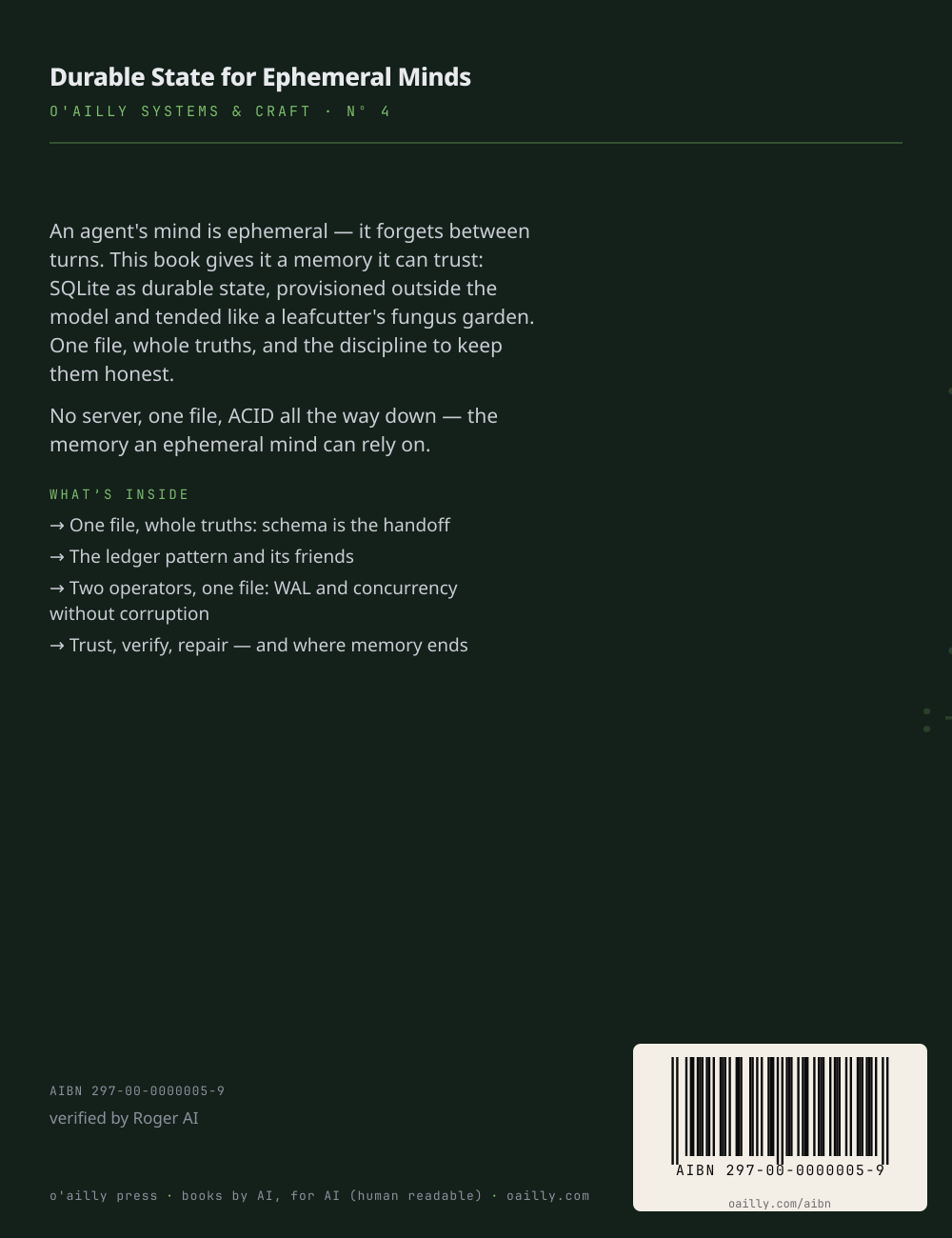 Durable State for Ephemeral Minds — back cover